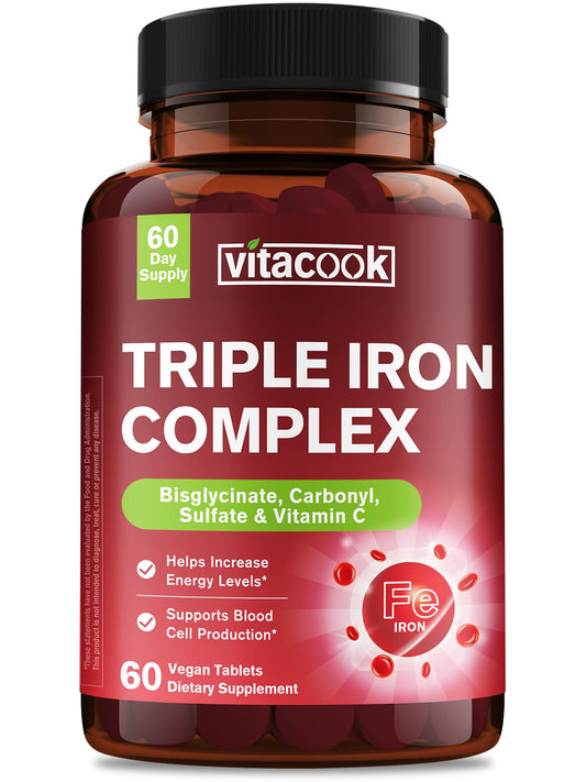 Vitacook iron supplement bottle and tablets
