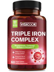 Vitacook iron supplement bottle and tablets