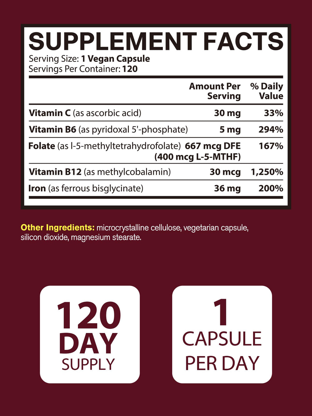 VitaCook iron supplement packaging with vegan label