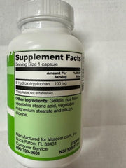 Vitacost 5-HTP bottle with label in view