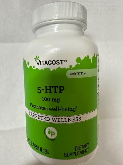 Front view of Vitacost 5-HTP bottle on white background