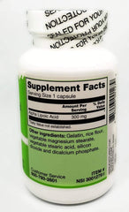 Close-up of Vitacost Alpha Lipoic Acid bottle label