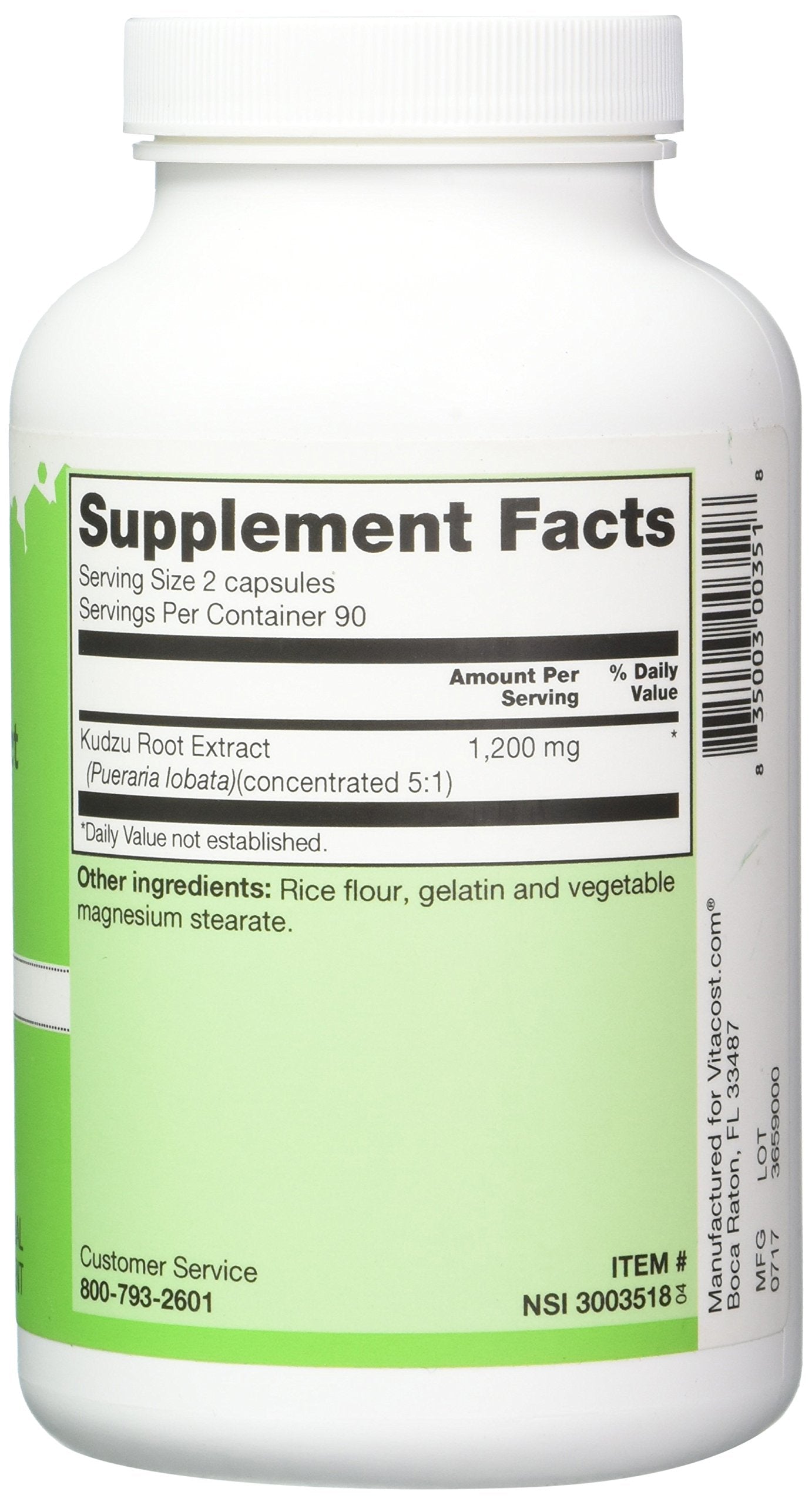 Vitacost Brand Kudzu Root Extract bottle label