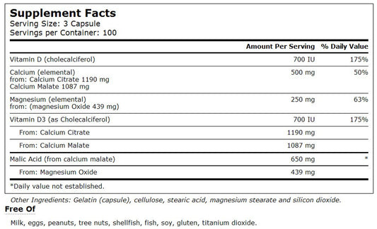 Vitacost Calcium Magnesium & Vitamin D label close-up