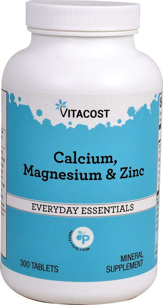Bottle of Vitacost Calcium, Magnesium & Zinc - 300 Tablets
