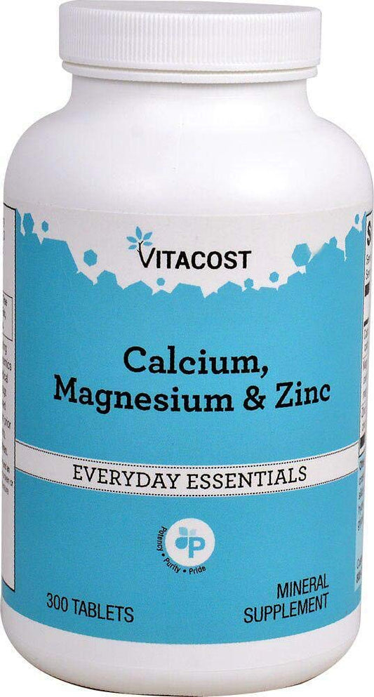 Bottle of Vitacost Calcium, Magnesium & Zinc - 300 Tablets