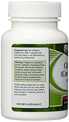 Close-up of cilantro herbal capsules in bottle