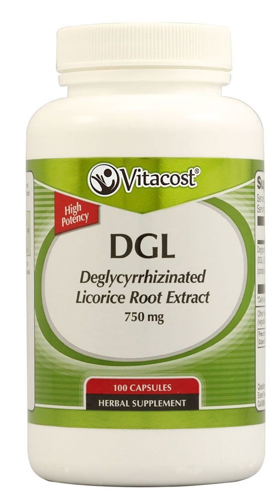 Vitacost DGL Licorice Root Extract 750 mg - 100 capsules bottle