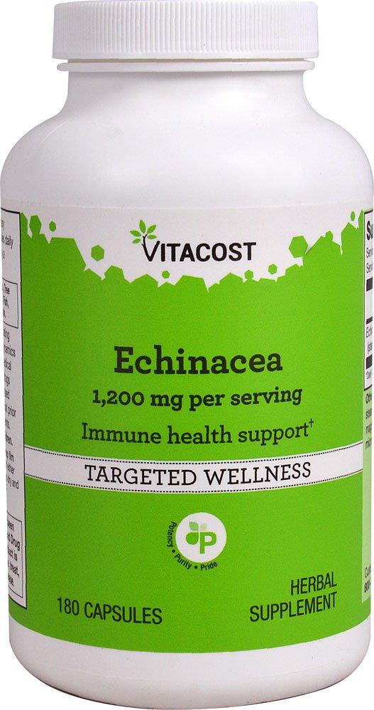 Bottle of Vitacost Echinacea 1200 mg per serving - 180 capsules