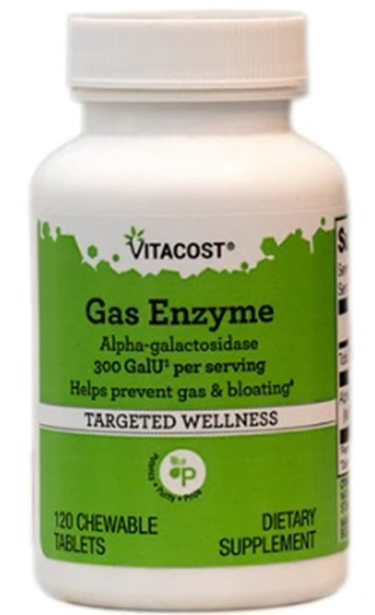 Vitacost Gas Enzyme Alpha-galactosidase - 300 GalU per Serving - 120 Chewable Tablets