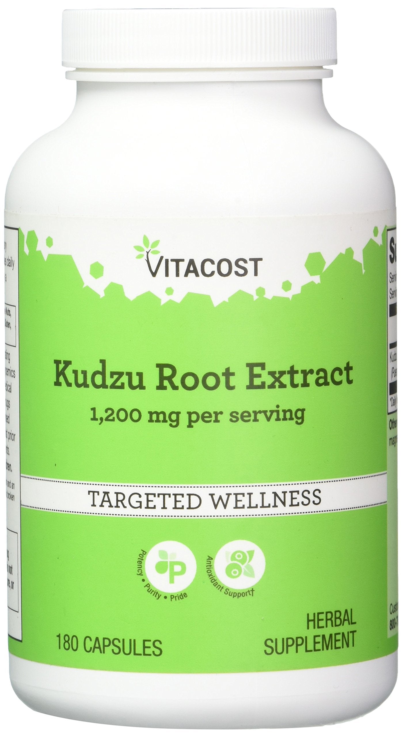 Bottle of Vitacost Kudzu Root Extract 1200 mg per serving