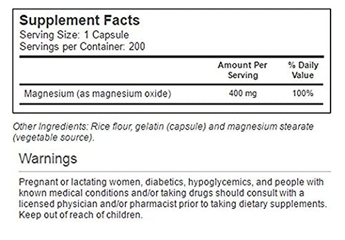 Close-up of Vitacost Magnesium bottle showing 200 capsules