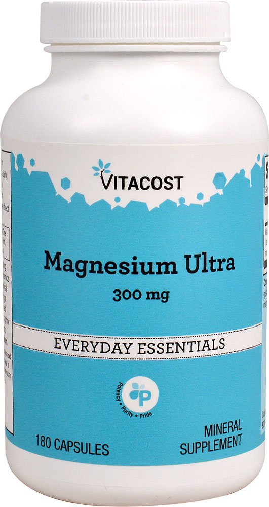 Bottle of Vitacost Magnesium Ultra 300 mg, 180 capsules