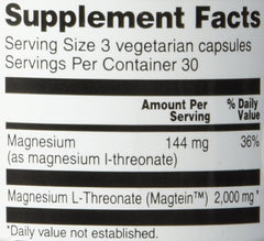 Vegetarian-friendly Vitacost Magtein Magnesium L-Threonate supplement