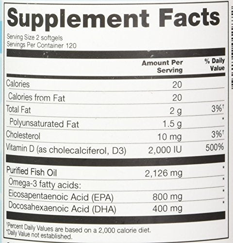 Two-softgel serving size of Vitacost Mega EFA-D3