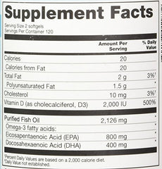 Two-softgel serving size of Vitacost Mega EFA-D3