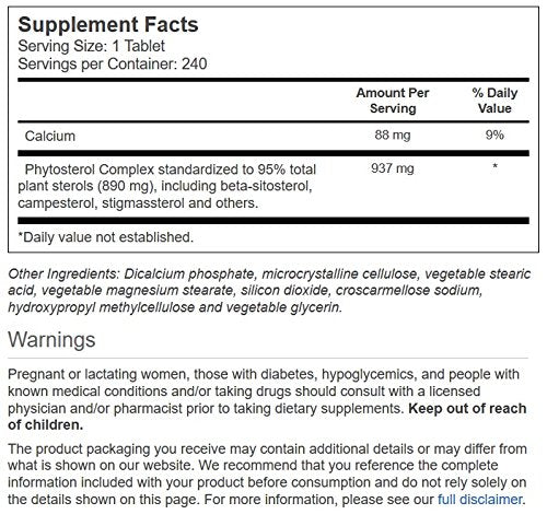 Close-up of Vitacost Phytosterol Complex tablets showing plant sterols (beta-sitosterol)