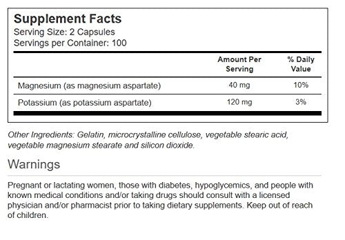 Close-up of Vitacost Potassium & Magnesium label on bottle