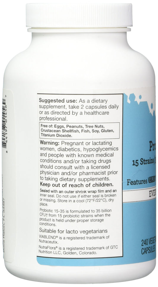 Illustration of the 15 probiotic strains in Vitacost Probiotic 15-35