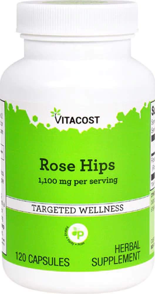 Vitacost Rose Hips bottle - 1,100 mg per serving, 120 capsules