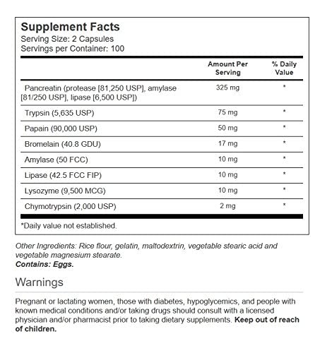 Close-up of Vitacost Pancreatin 10X digestive enzyme capsules