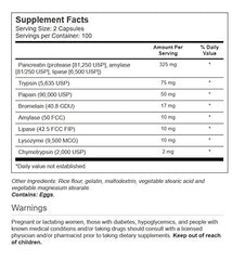 Close-up of Vitacost Pancreatin 10X digestive enzyme capsules