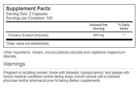 Close-up of Vitacost Turmeric Extract label and capsules
