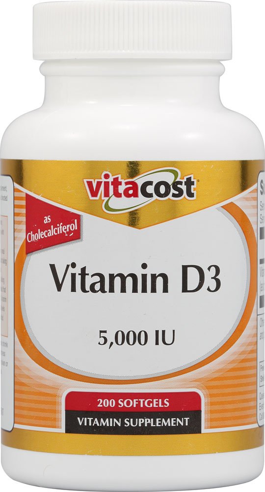 Vitacost Vitamin D3 5000 IU softgel bottle label