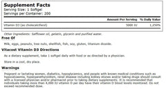 Close-up of Vitacost Vitamin D3 softgels - 200 count