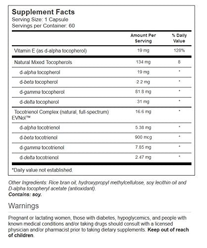 Close-up of Vitacost Vitamin E & Tocotrienol Complex capsules