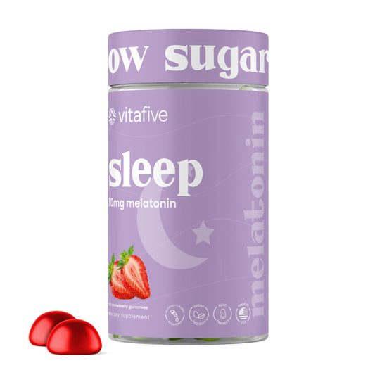 Vitafive Melatonin Gummies 10 mg bottle front view - 50 count