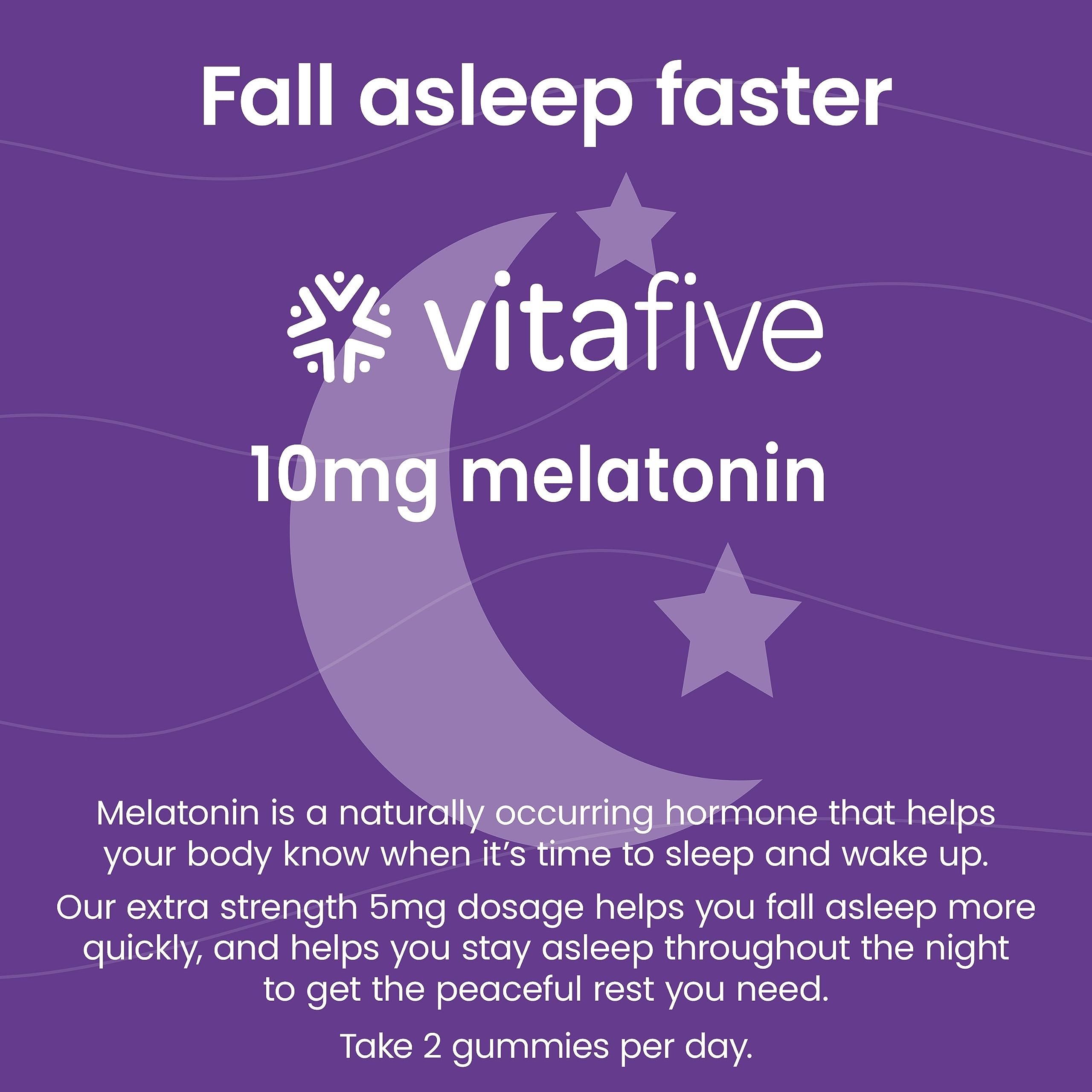 Vitafive Melatonin Gummies 10 mg label and nutrition information