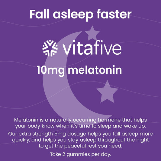 Vitafive Melatonin Gummies 10 mg label and nutrition information