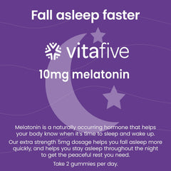 Vitafive Melatonin Gummies 10 mg label and nutrition information