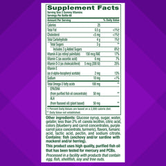 Nutrition label showing 100 mg Omega-3 EPA/DHA per serving