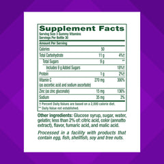 Close-up of vitamins label on Vitafusion Power Zinc Gummies