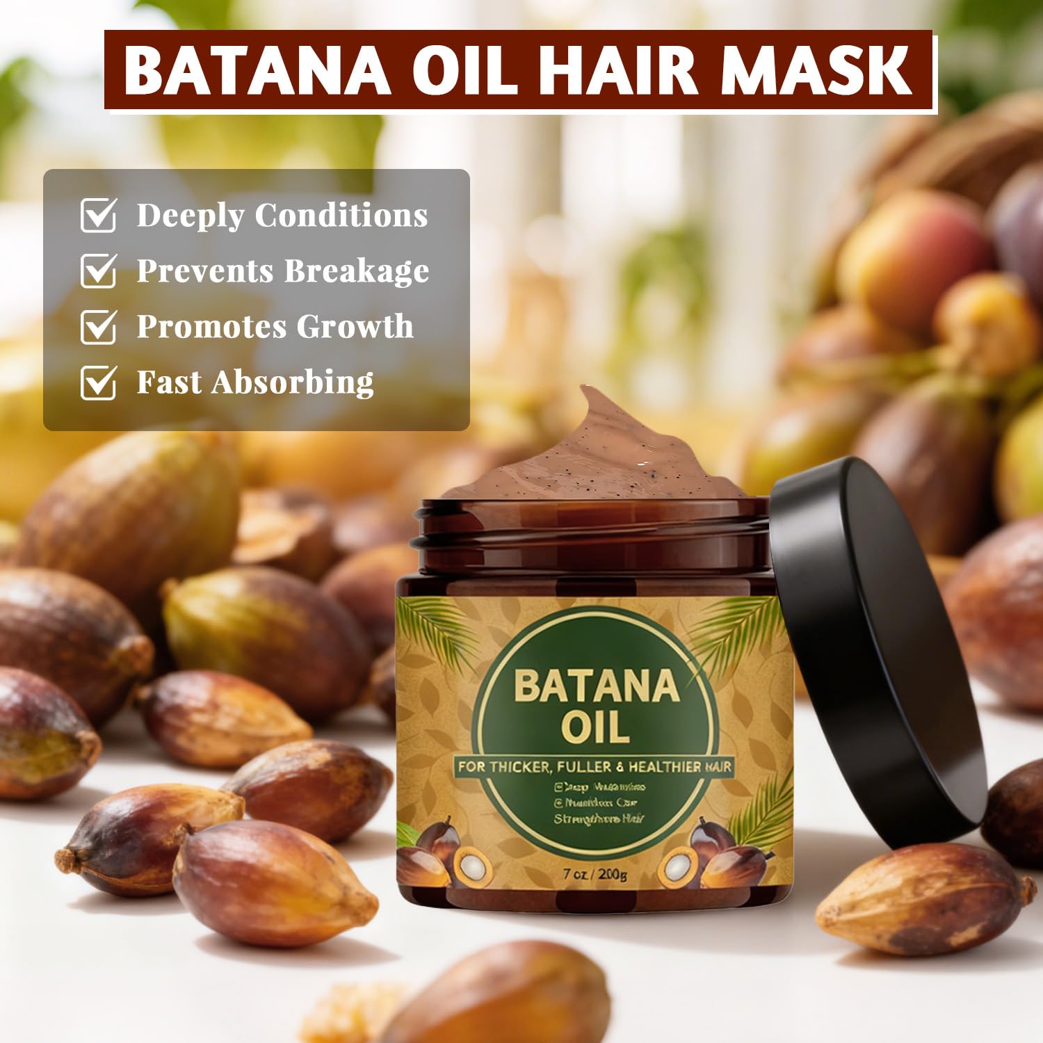 Vital Batana Paste bottle side view showcasing salon grade care at home.