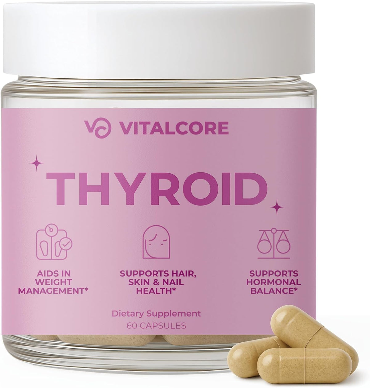 Vital Core Desiccated Thyroid 200mg bottle on white background