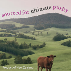 Packaging highlighting grass-fed New Zealand origin