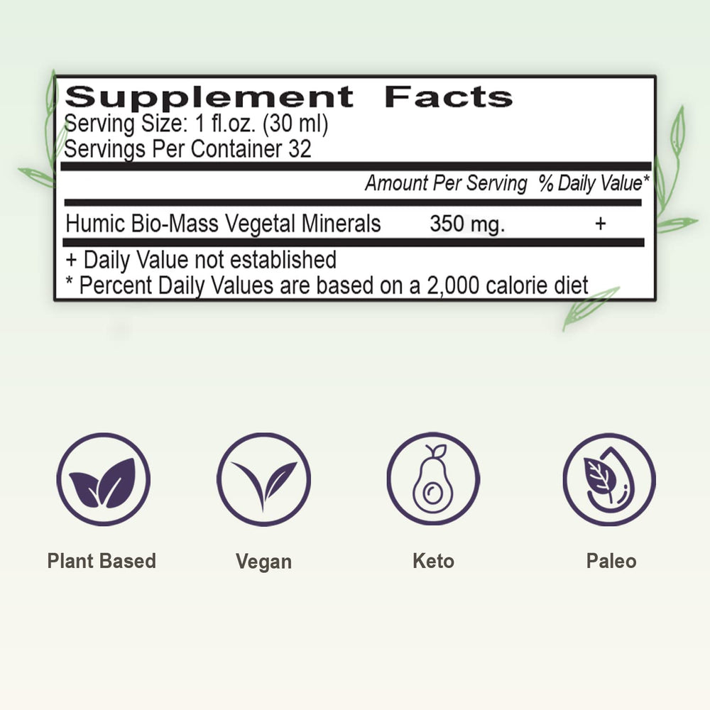 Illustration of 70+ trace minerals and electrolytes in Humic Minerals