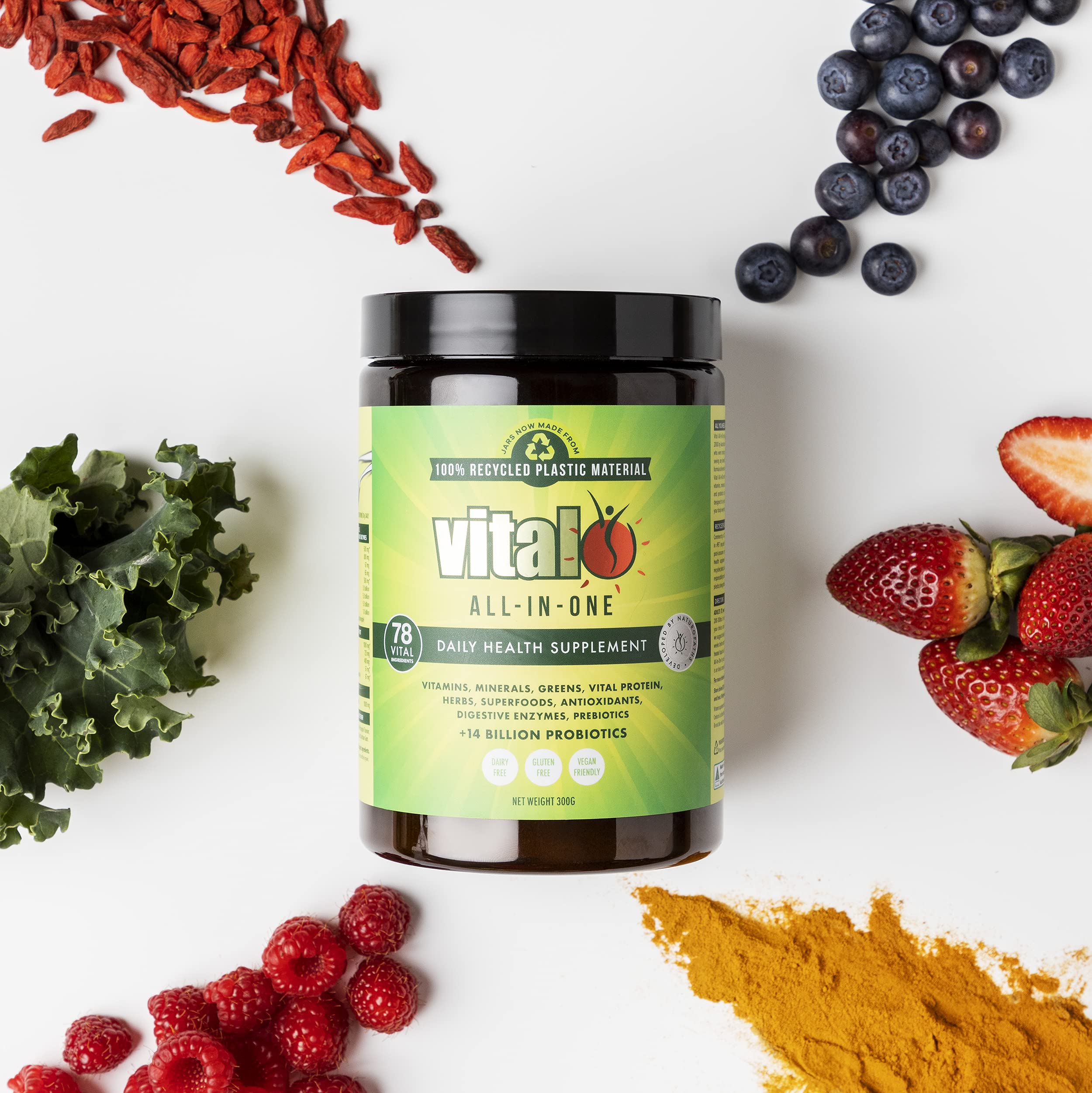 Shaker cup with Vital Greens beverage ready to drink
