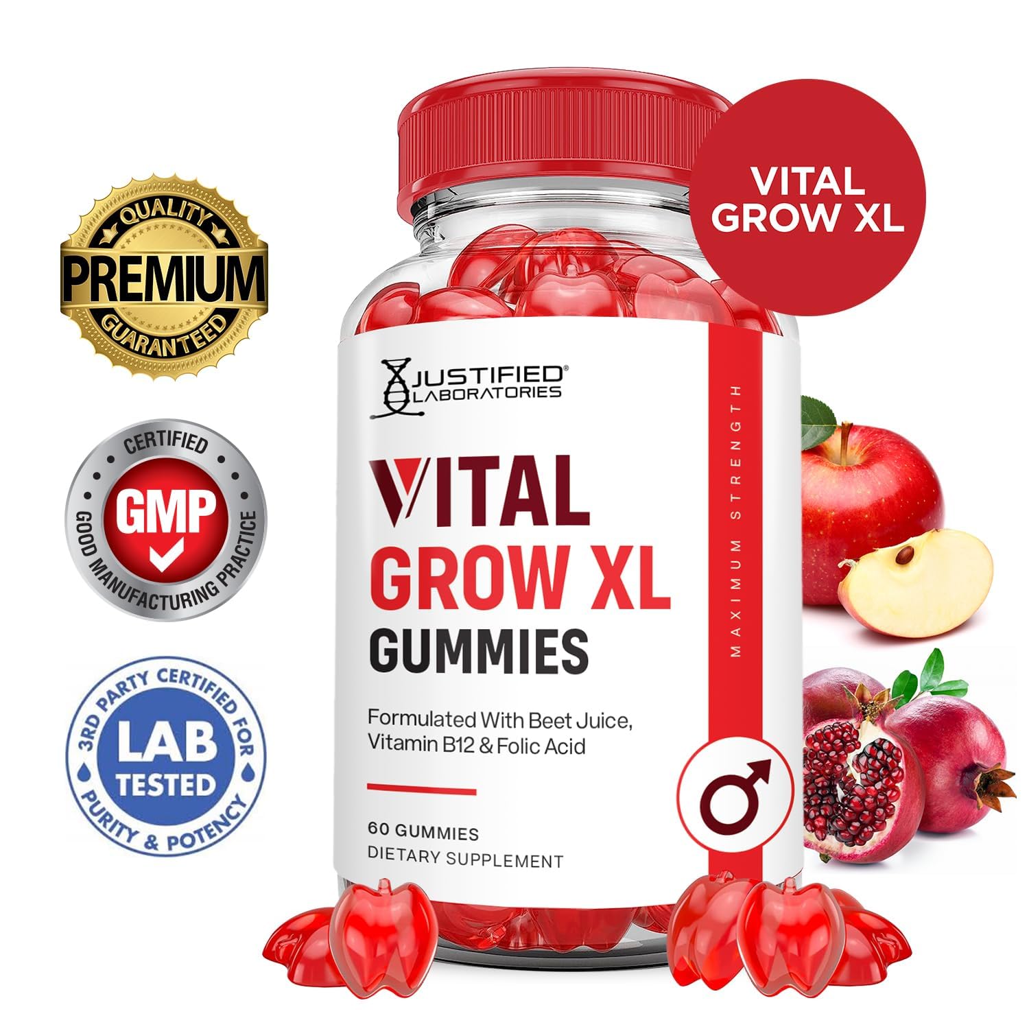 Vital Grow XL 1000mg ACV ingredients list including beet and pomegranate