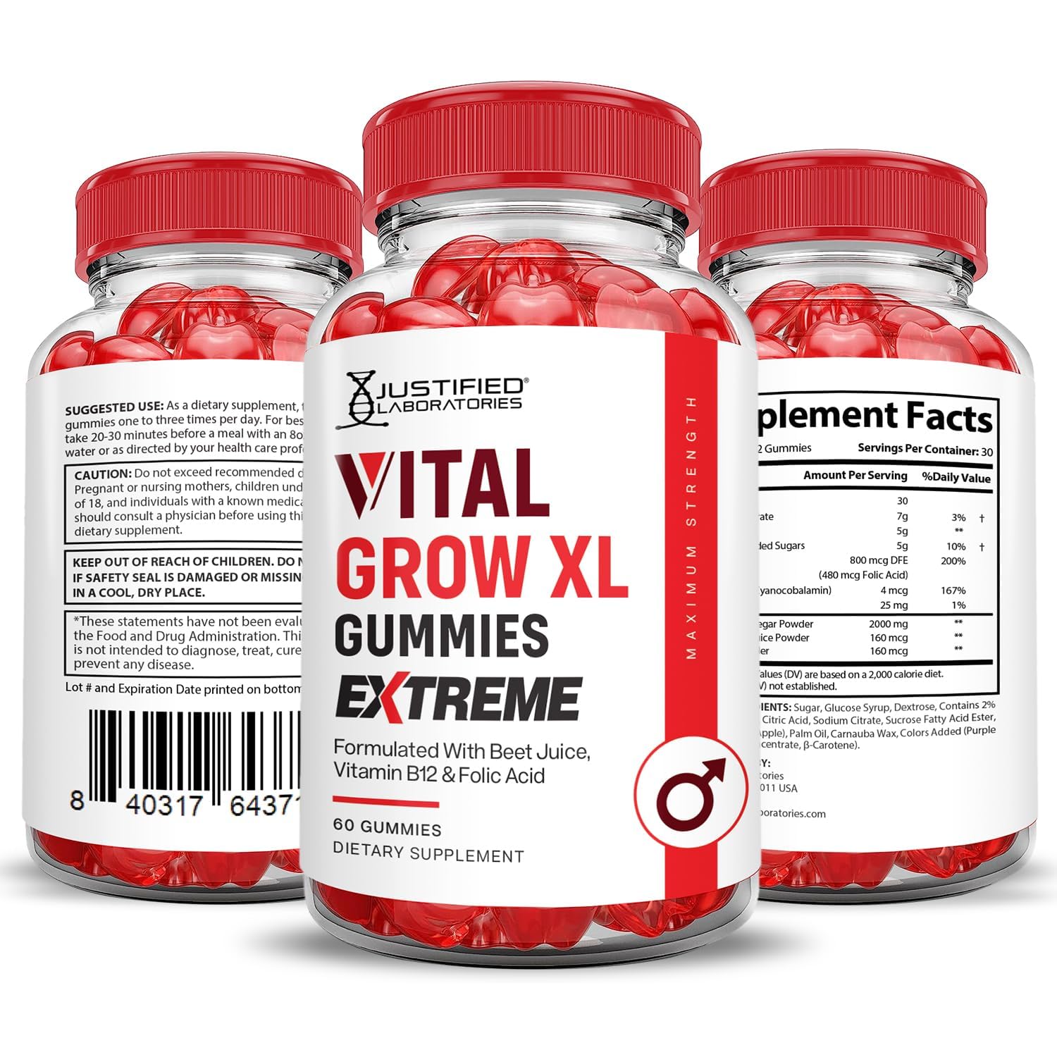 Gummy texture and serving of Vital Grow XL Extreme 2000MG Gummies