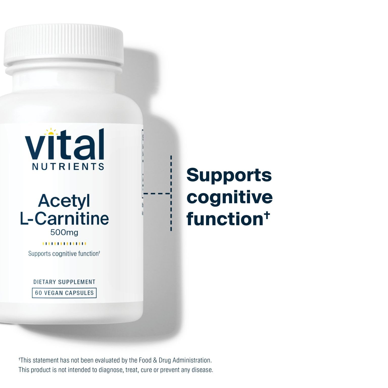 Box and bottle of Vital Nutrients Acetyl L-Carnitine 500mg