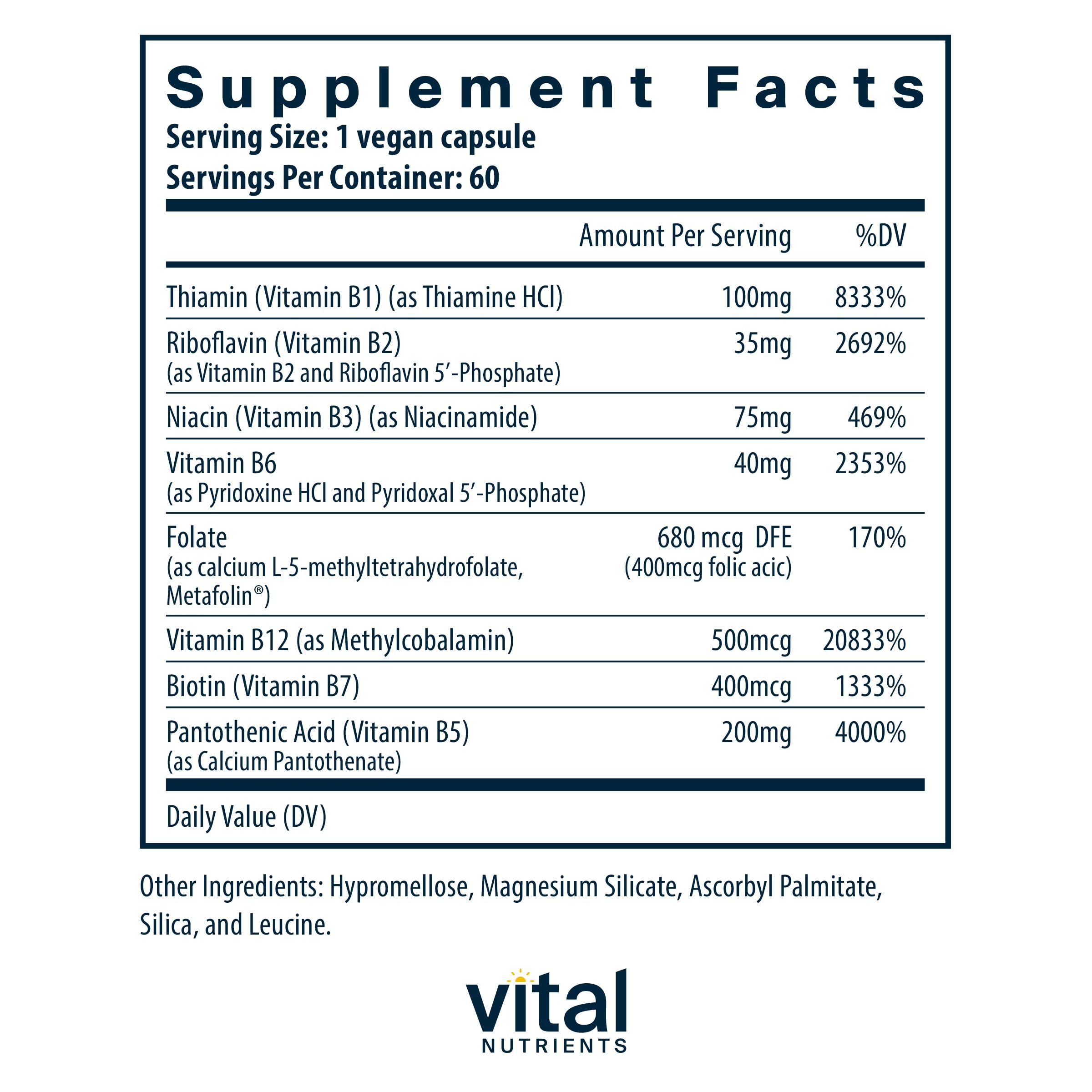 Vegan high-potency methylated B vitamins including B12 and folate