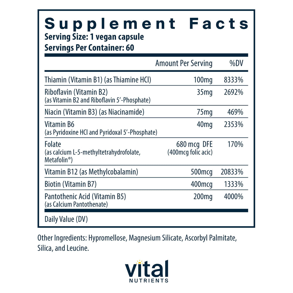 Vegan high-potency methylated B vitamins including B12 and folate