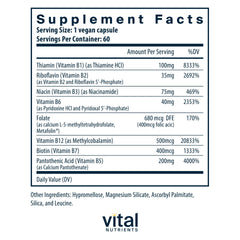 Vegan high-potency methylated B vitamins including B12 and folate