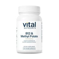 Vital Nutrients B12 and 5-MTHF bottle label showing 800 mcg per serving