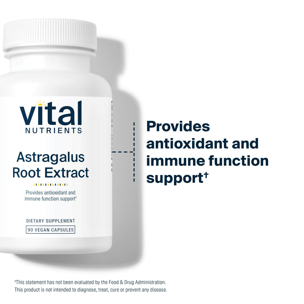 Close-up of Vital Nutrients astragalus product label