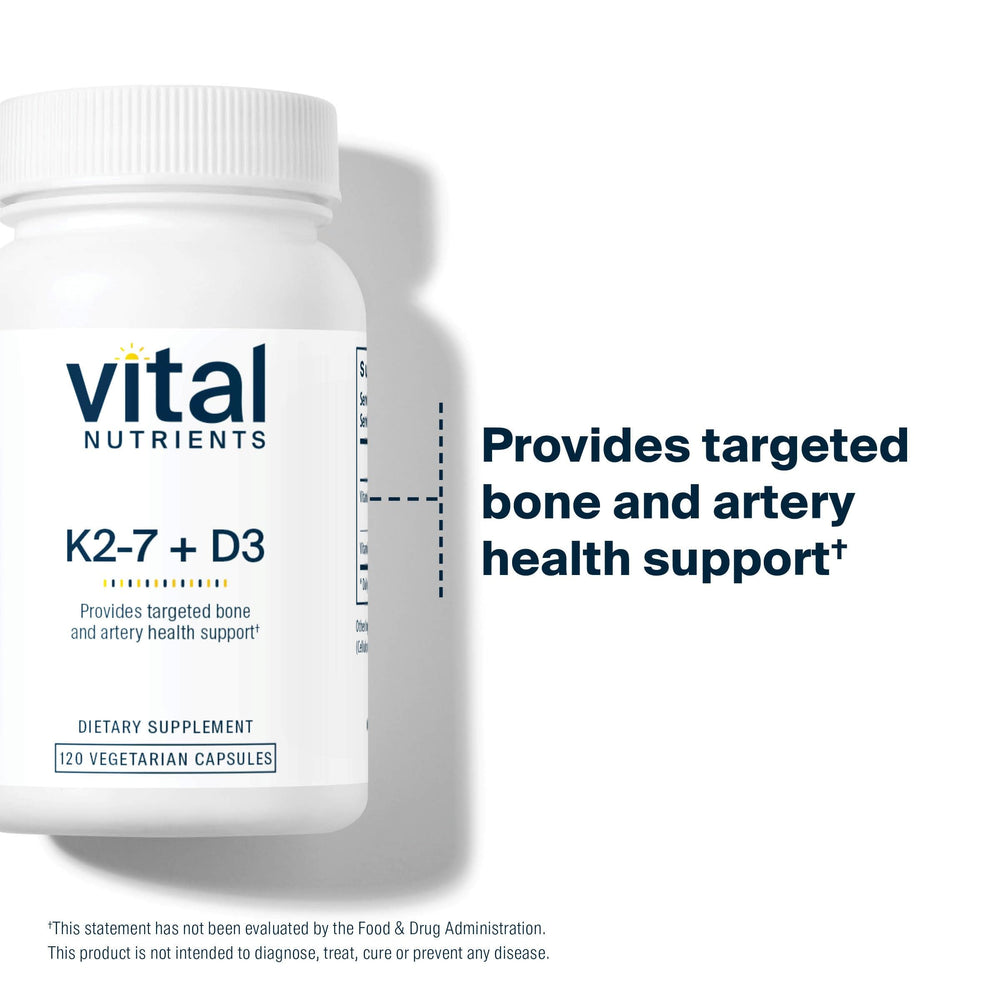 Vital Nutrients D3 + K2 label and nutrition facts for transparency.